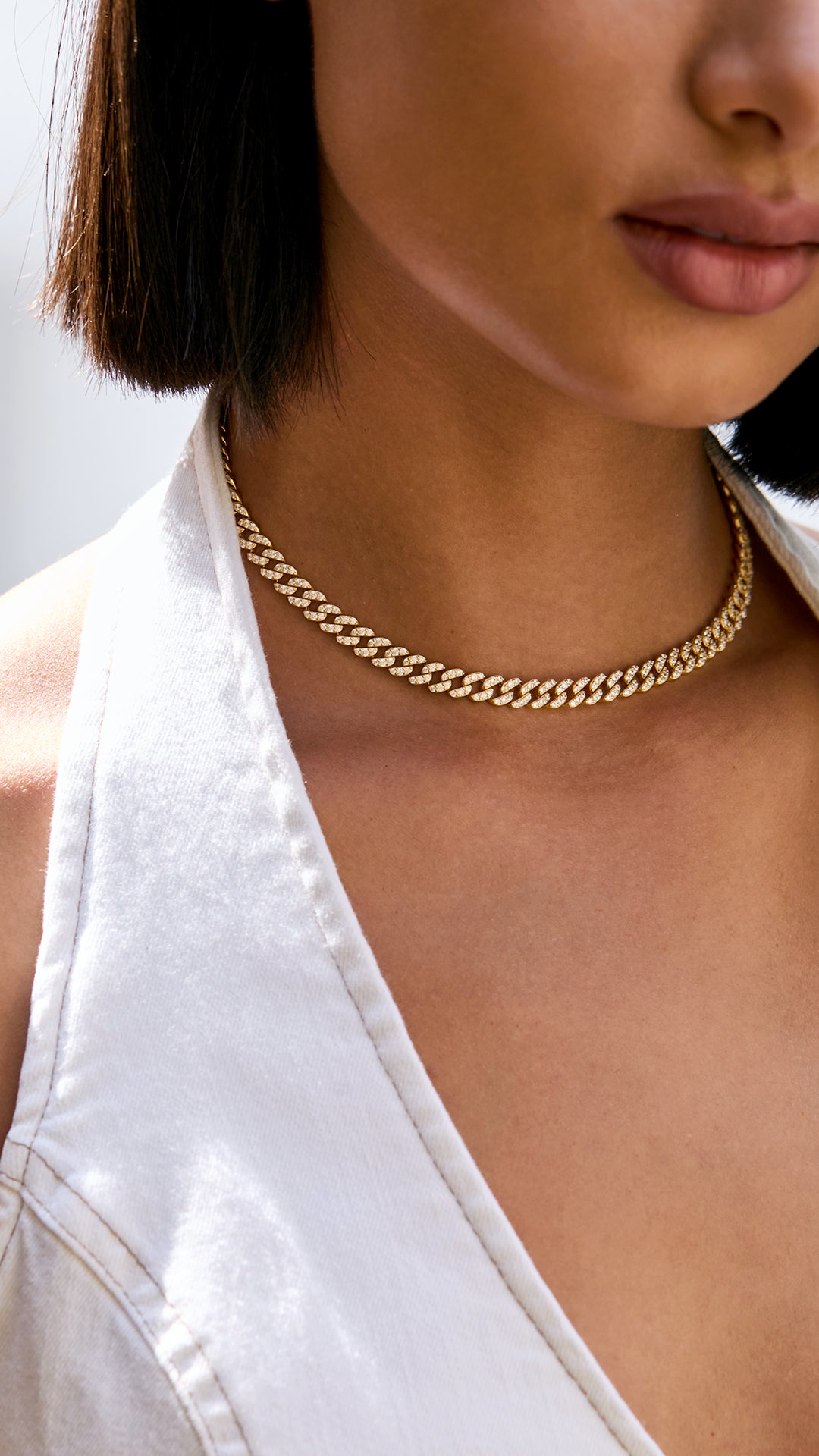 Vida Small Pave Necklace Gold Vermeil
