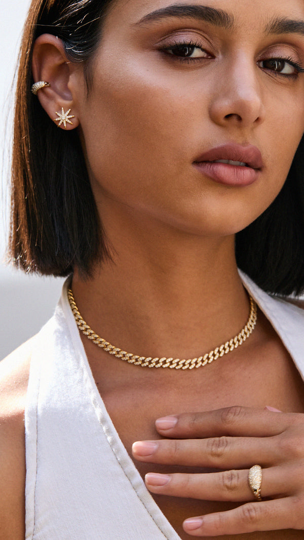 Vida Small Pave Necklace Gold Vermeil