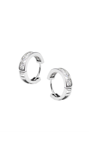 Waverly Princess Hoops White Gold Plated