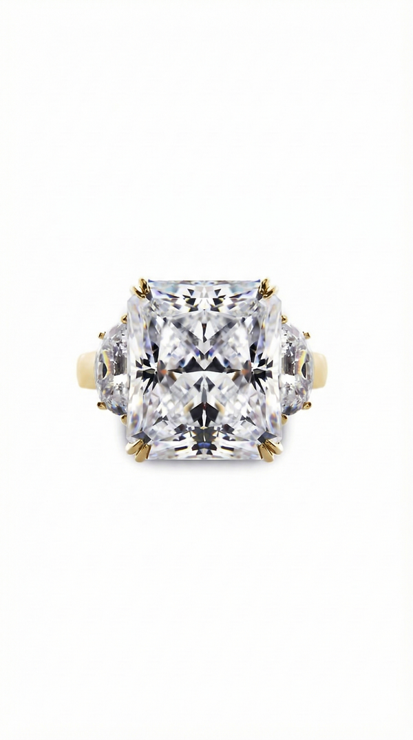 High-quality yellow gold vermeil over sterling silver radiant cut ring.