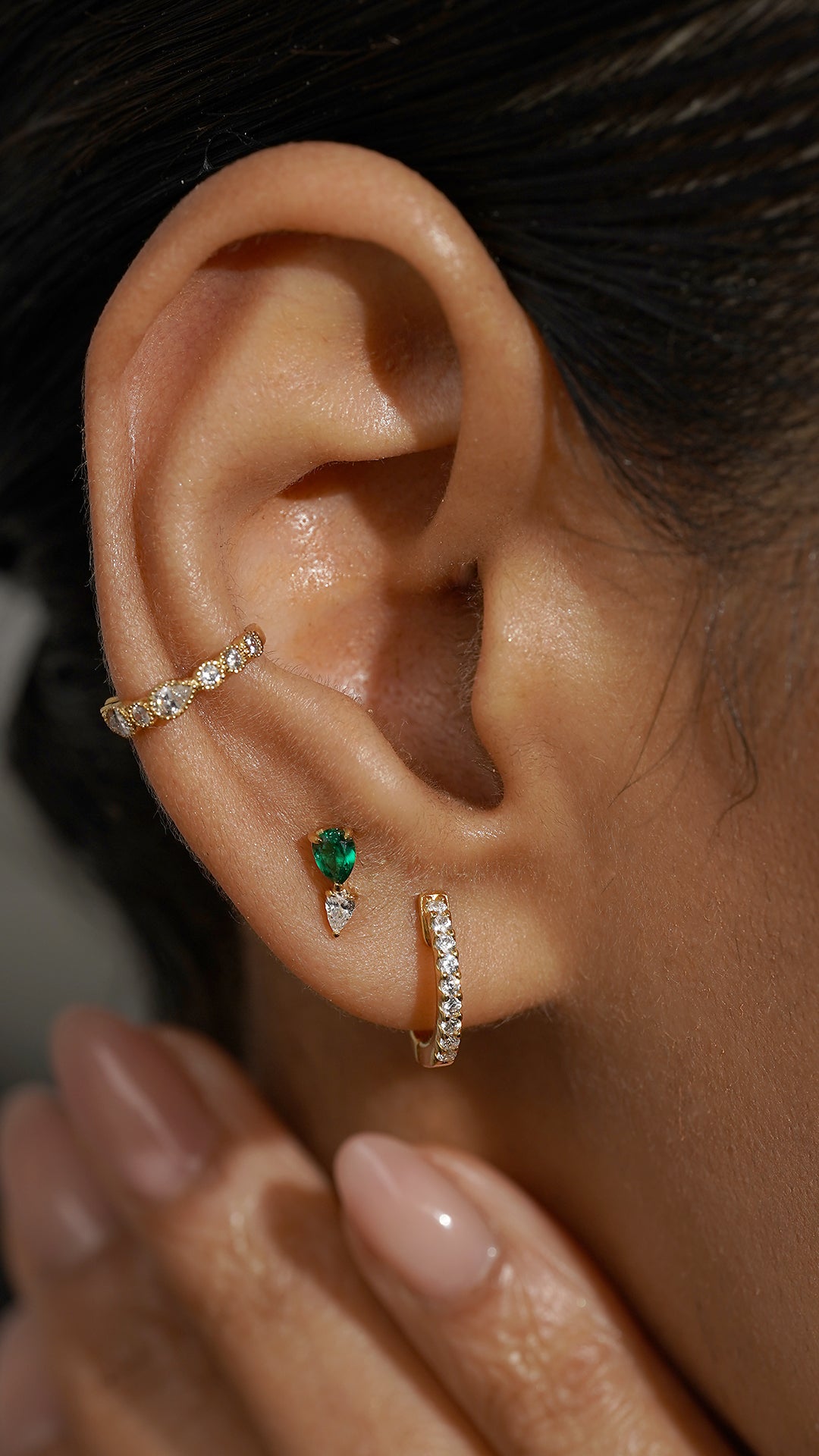 Zeta Studs Emerald 18K Gold Vermeil