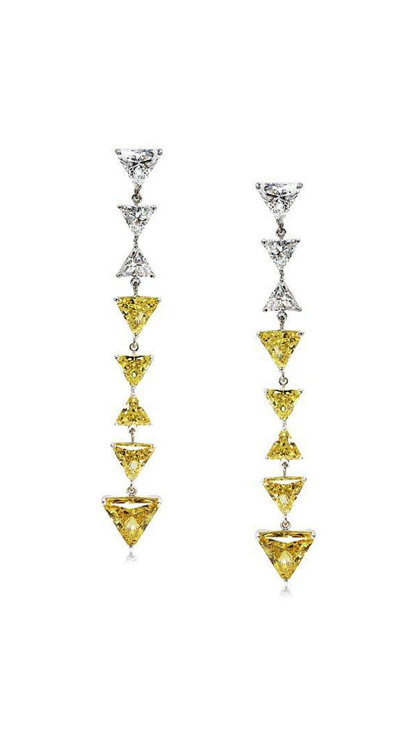Zuni Earrings Canary Yellow Sterling Silver