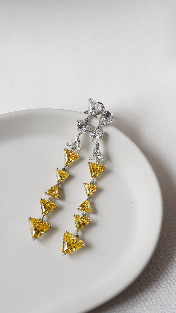 Zuni Earrings Canary Yellow Sterling Silver