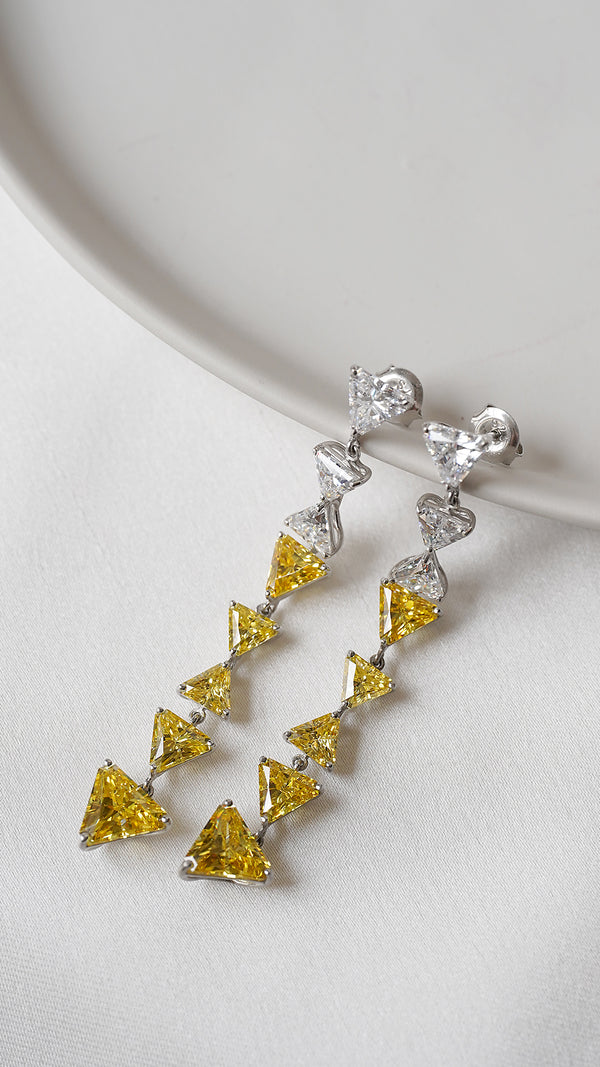 Zuni Earrings Canary Yellow Sterling Silver