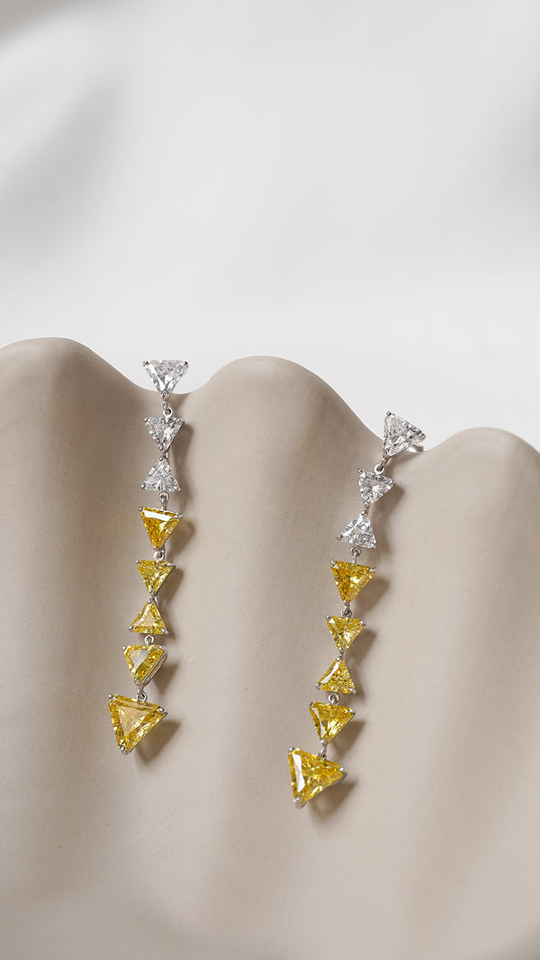 Zuni Earrings Canary Yellow Sterling Silver