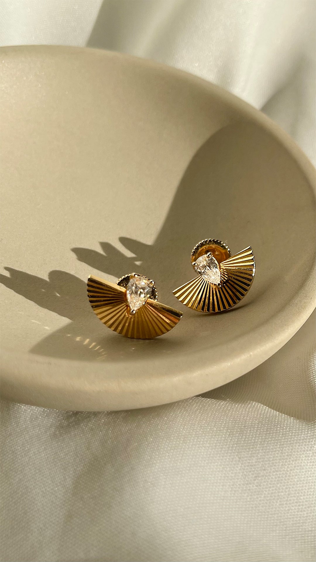 Celene Fan Studs 18K Gold Vermeil