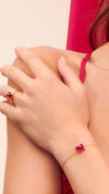 Gold vermeil slider bracelet and ring for women with lab-grown ruby stones from the sugardrop collection