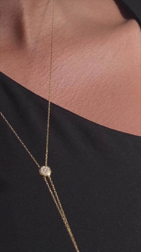 Adjustable necklace with signature slider in gold vermeil