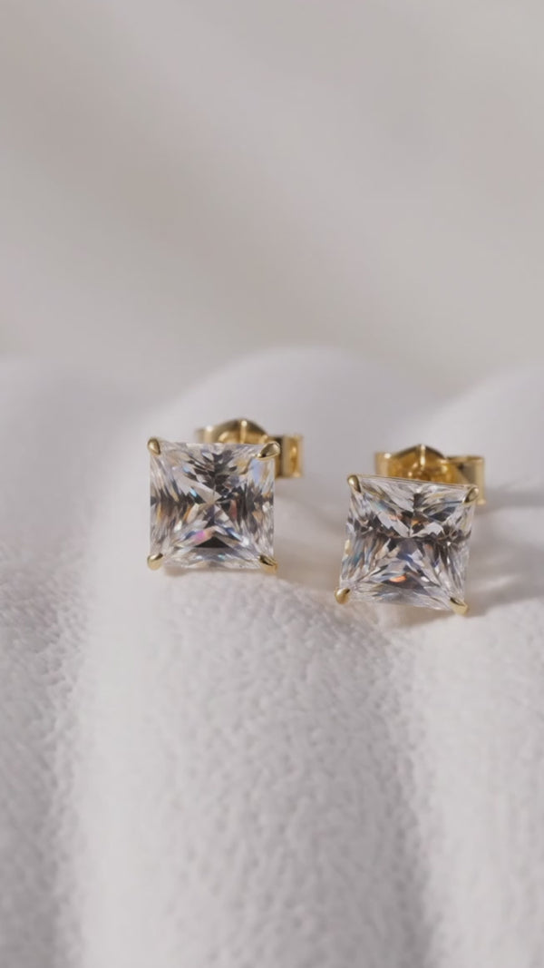 princess cut diamond style stud earrings for women