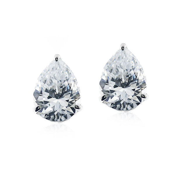 9K White Gold Pear Stud Earrings