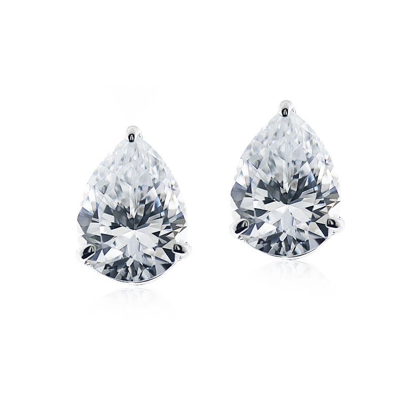 9K White Gold Pear Stud Earrings