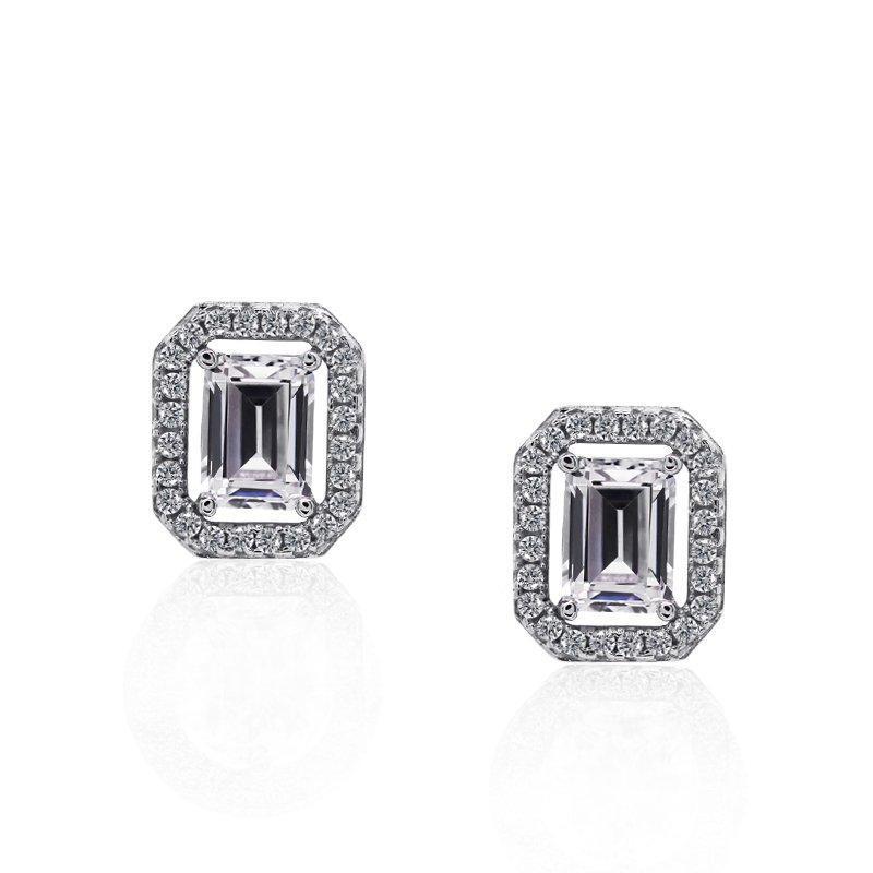 Eton Border Studs White Gold Plated