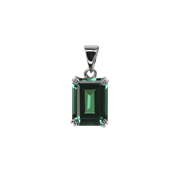 9K White Gold Emerald Pendant