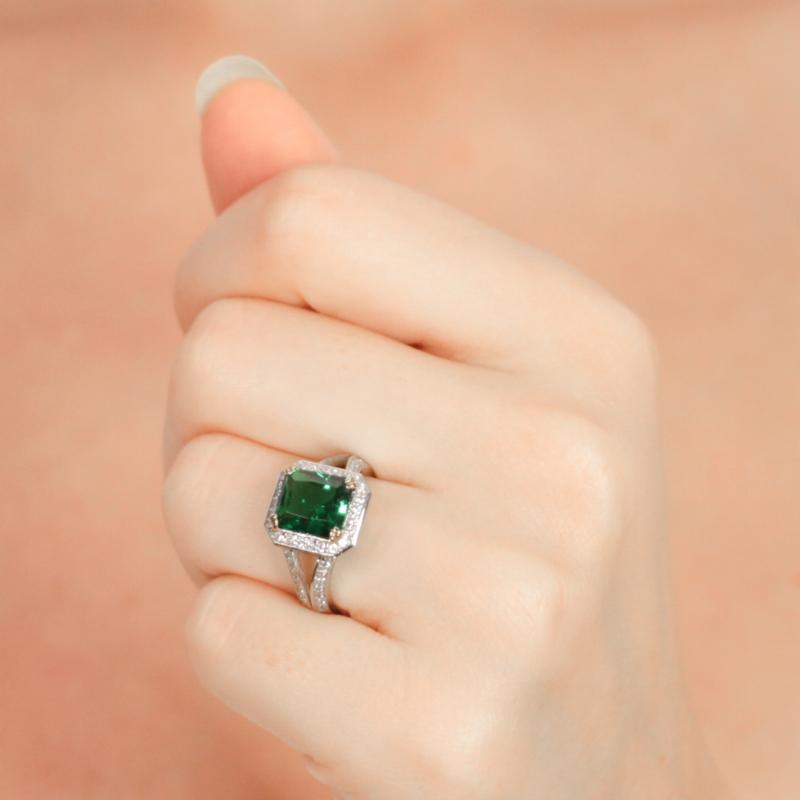 Percy Emerald Ring Sterling Silver