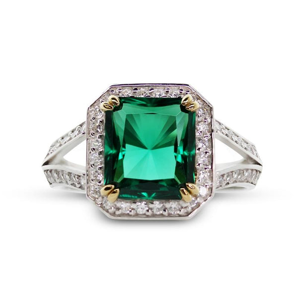 Percy Emerald Ring Sterling Silver