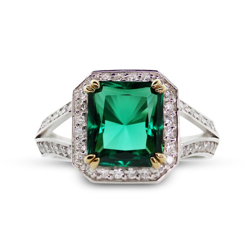 Percy Emerald Ring Sterling Silver