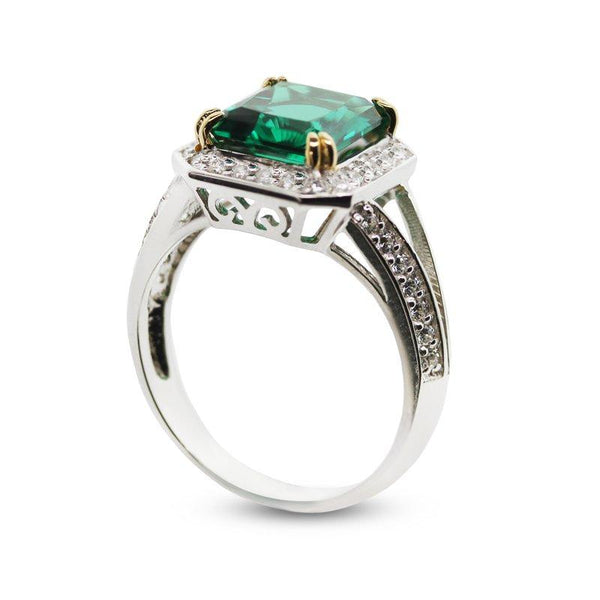 Percy Emerald Ring Sterling Silver