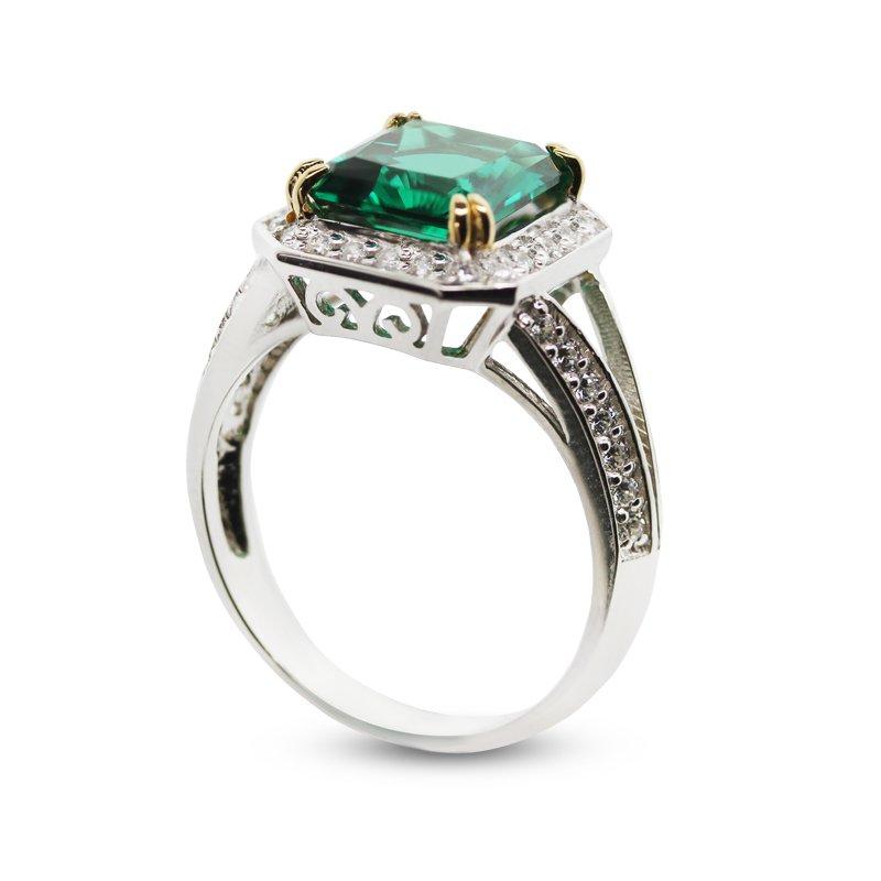 Percy Emerald Ring Sterling Silver