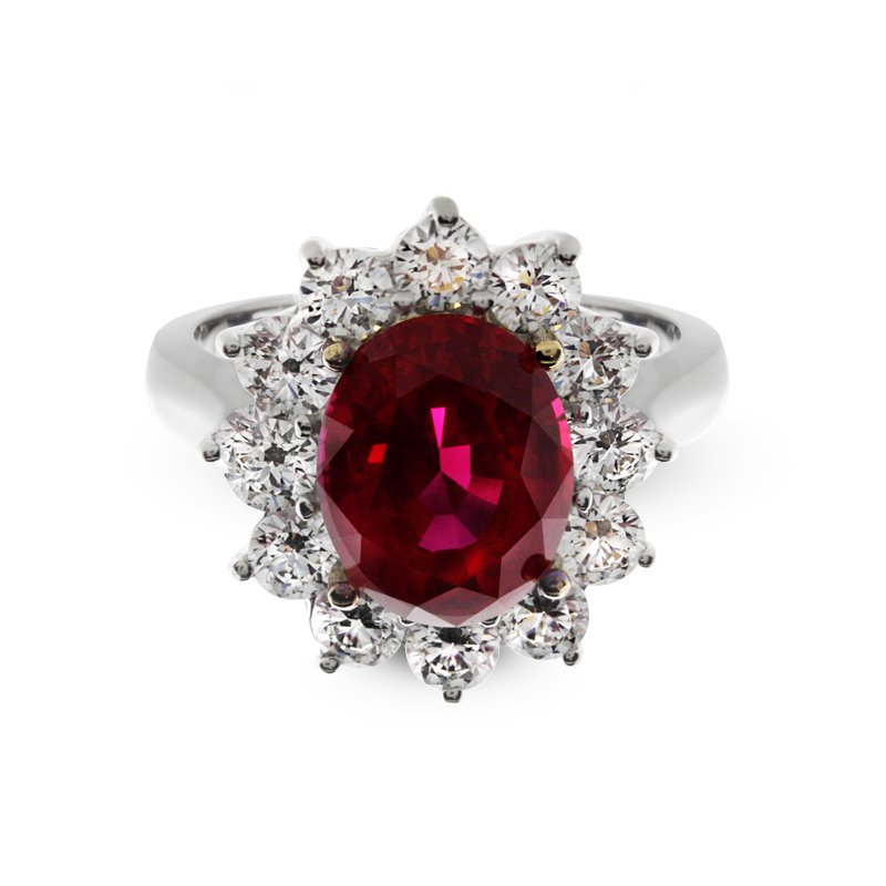Ruby Oval Clustered Sterling Silver Ring by CARAT* LONDON – CARAT ...