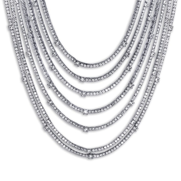 Sterling Silver Grand Necklace - 7 layer line design