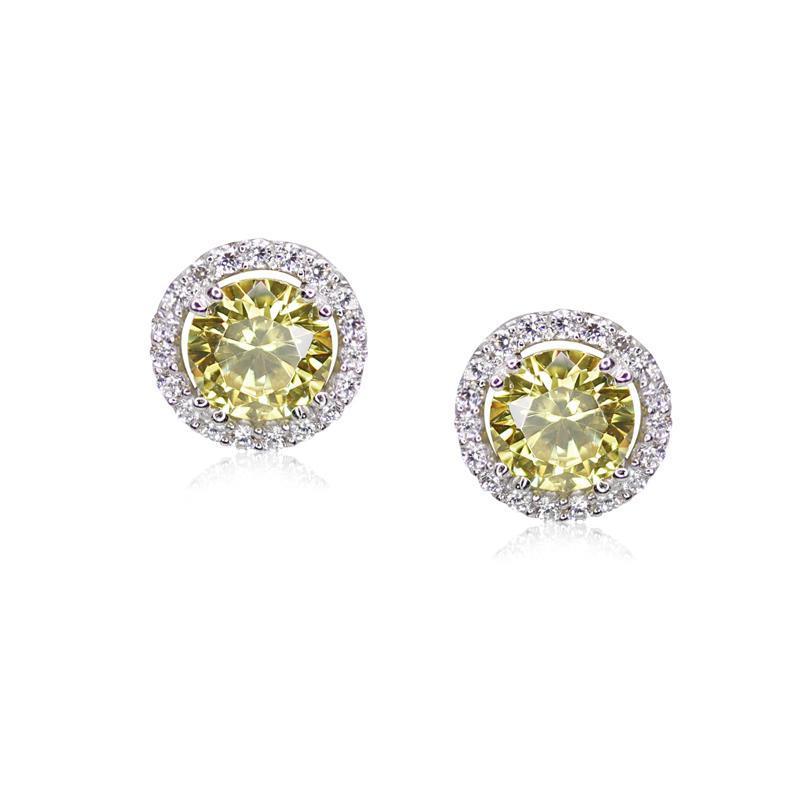 Gwyn Round Borderset Studs Yellow White Gold Plated