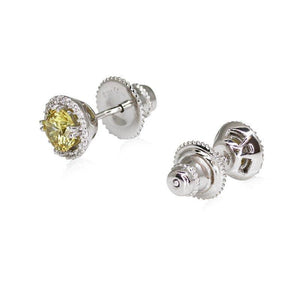 Gwyn Round Borderset Studs Yellow White Gold Plated