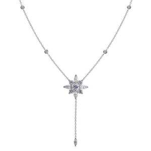 Camelia Drop Necklace White Gold Plated