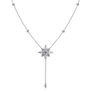 Camelia Drop Necklace White Gold Plated