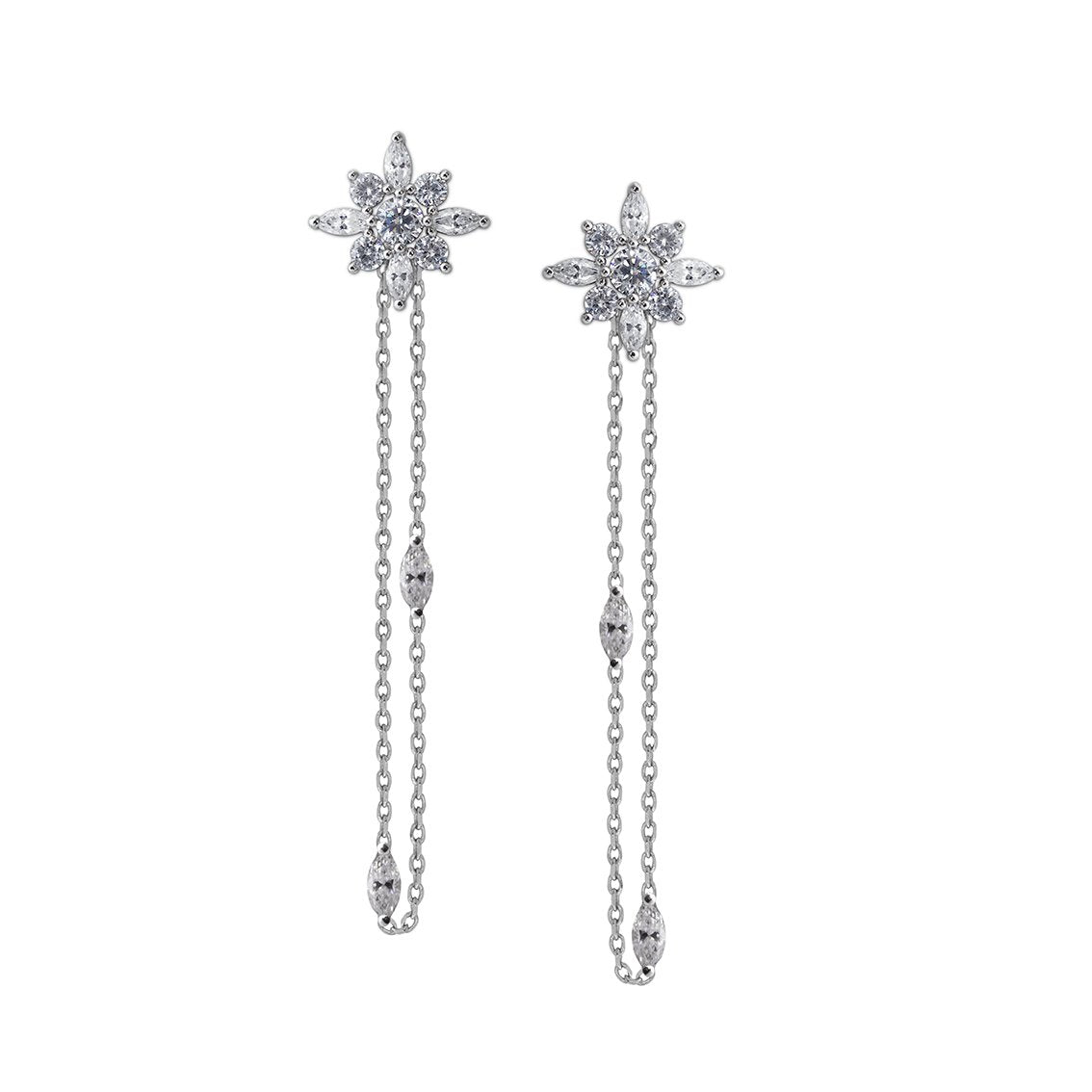 Camelia Drop Earrings White Gold Plated