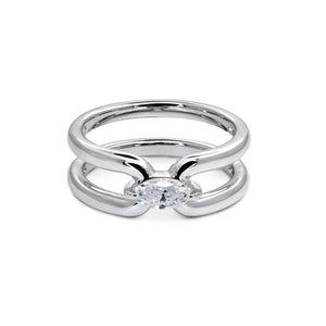 Sterling Silver Ring - Jett Ring, silver bands with Marquise stone