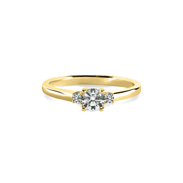 Three-stone lab diamond engagement ring featuring a 0.45ct total carat weight