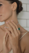 Adila Emerald Green Cocktail White Gold Plated