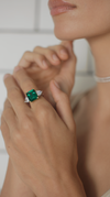 Adila Emerald Green Cocktail White Gold Plated