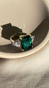 Adila Emerald Green Cocktail White Gold Plated