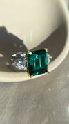 Adila Emerald Green Cocktail White Gold Plated