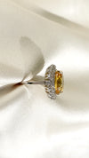 Beryl Canary Oval Ring White Gold Plated