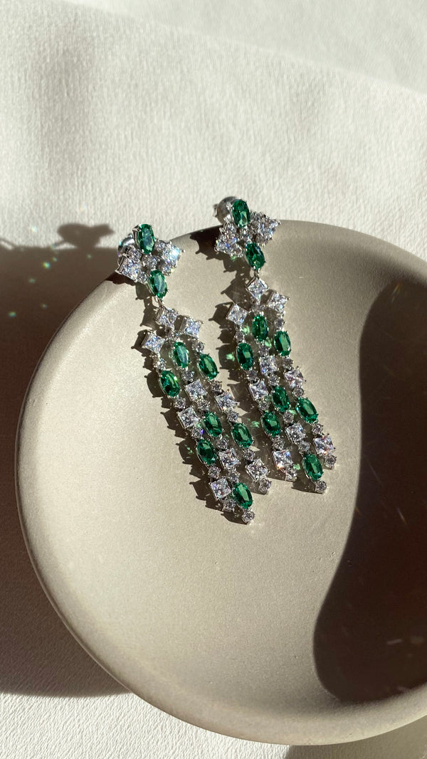 Brady Earrings Emerald Sterling Silver