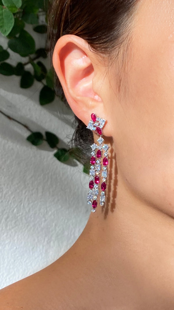 Brady Earrings Ruby Sterling Silver