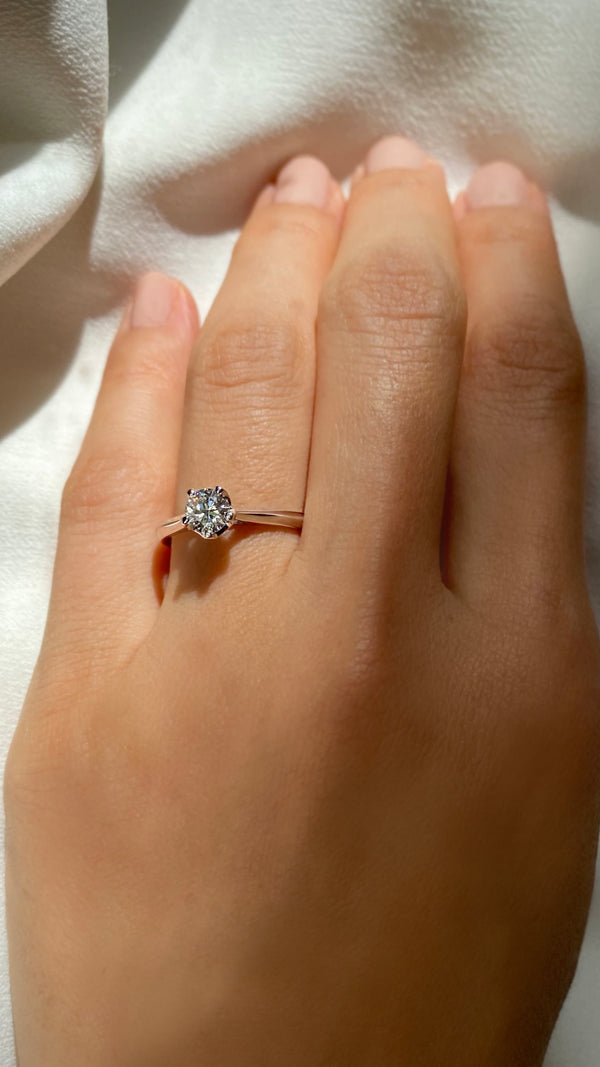 Lab grown diamonds engagement ring – 0.48ct solitaire carat ring in polished 18K white gold