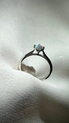 Elegant 18K white gold lab grown diamond ring with gentle diamond, perfect for minimalist engagement rings and carat rings.