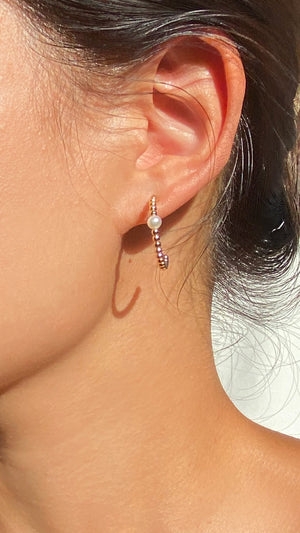 Cady Beads with Pearl Medium Hoop Gold Vermeil