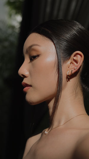 Cady Pearl and Bead Stud Gold Vermeil