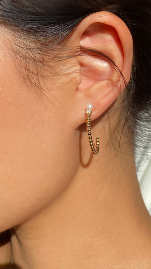 Cady Large Bead Hoops with Pearl Gold Vermeil