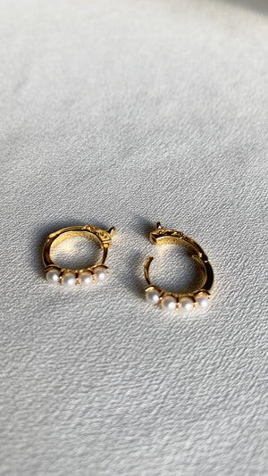 Cady Pearl White Huggie Gold Vermeil