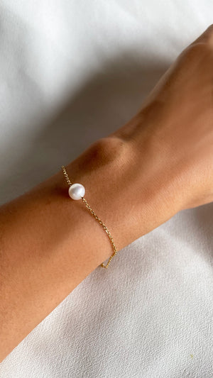 Cady Solitaire Pearl Bracelet Gold Vermeil
