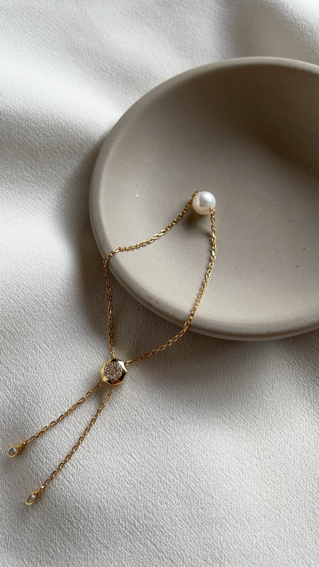 Cady Solitaire Pearl Bracelet Gold Vermeil