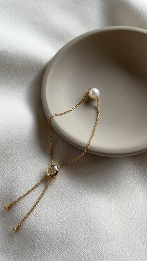 Cady Solitaire Pearl Bracelet Gold Vermeil