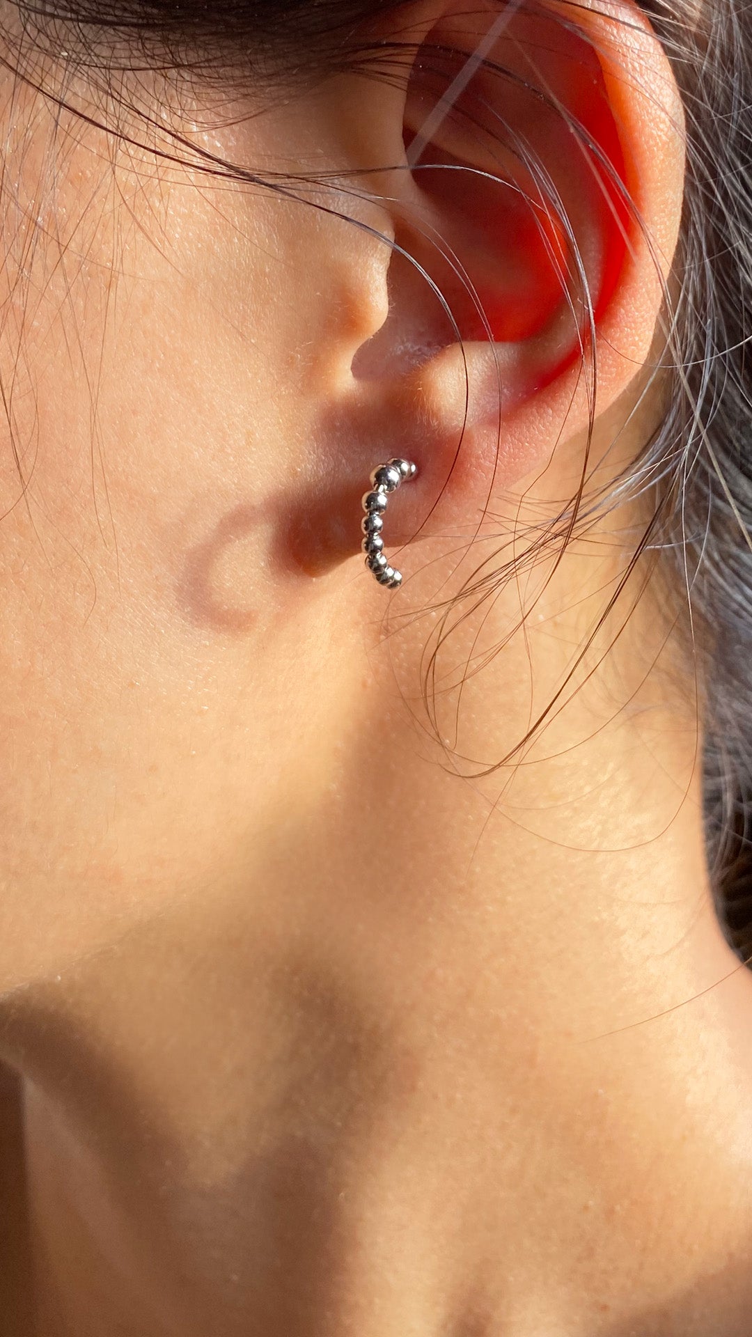 Cady Bead Hoops Silver
