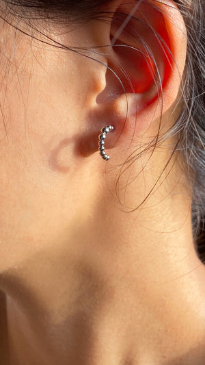 Cady Bead Hoops Silver