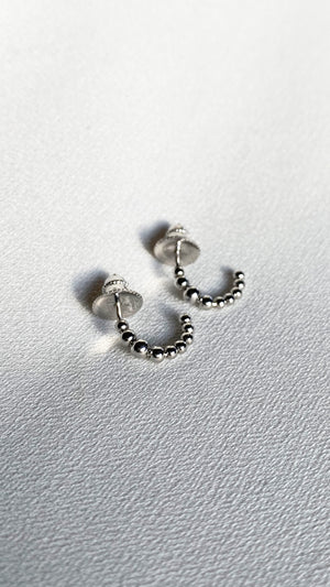 Cady Bead Hoops Silver